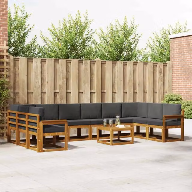 Set di divani da esterno 11 pz Naturale e Antracite 3367080