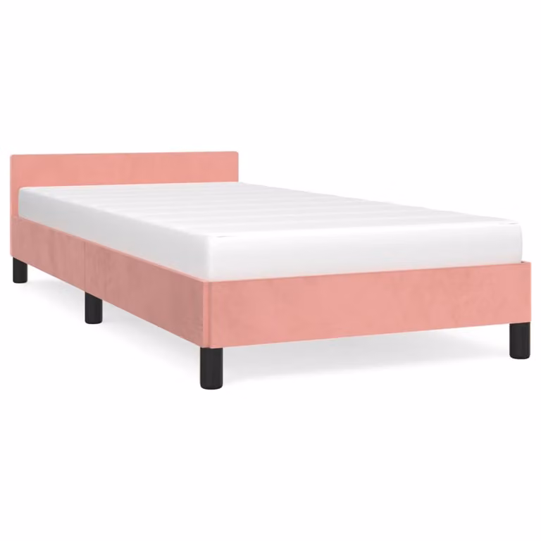 Giroletto con Testiera senza Materasso Rosa 90x200 cm Velluto