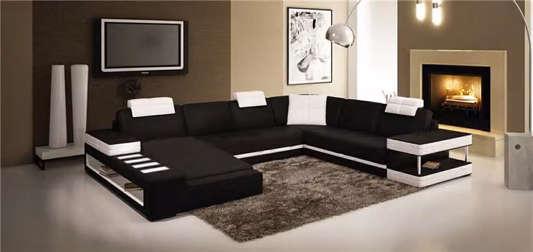 U-Form Sofa Couch Polster Garnitur Wohnlandschaft Design Luxus Ecksofa Leder