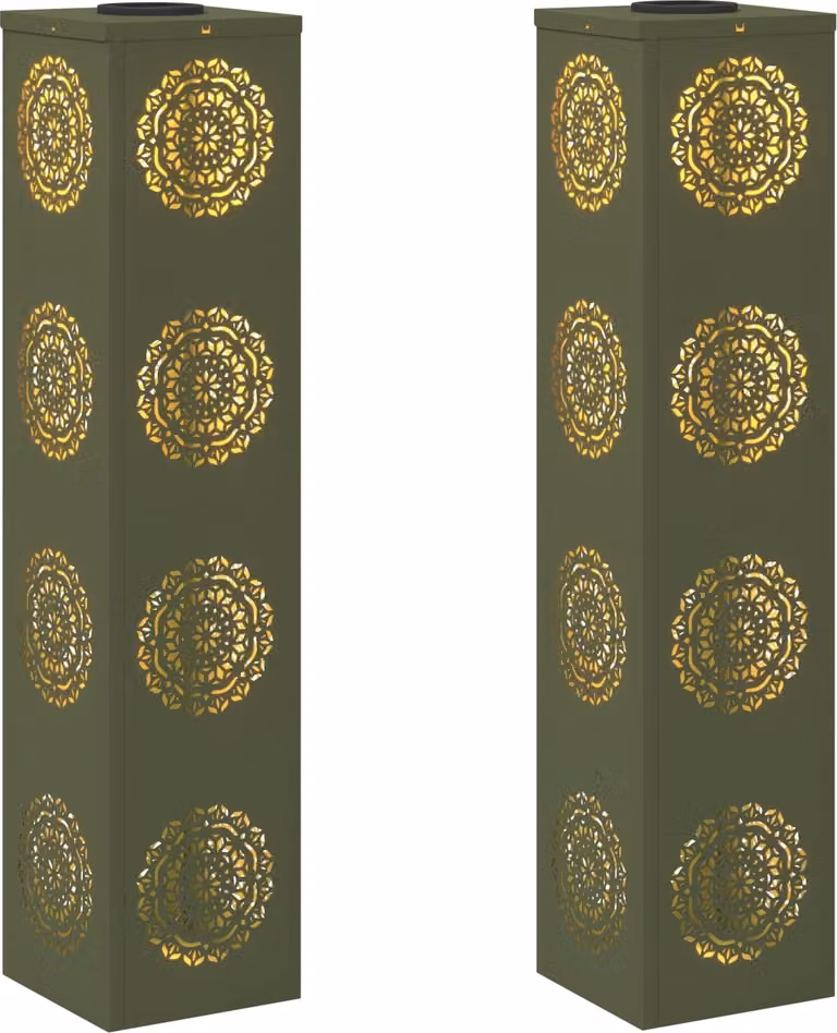 Faro LED solare per sentieri 2 pcs Verde oliva