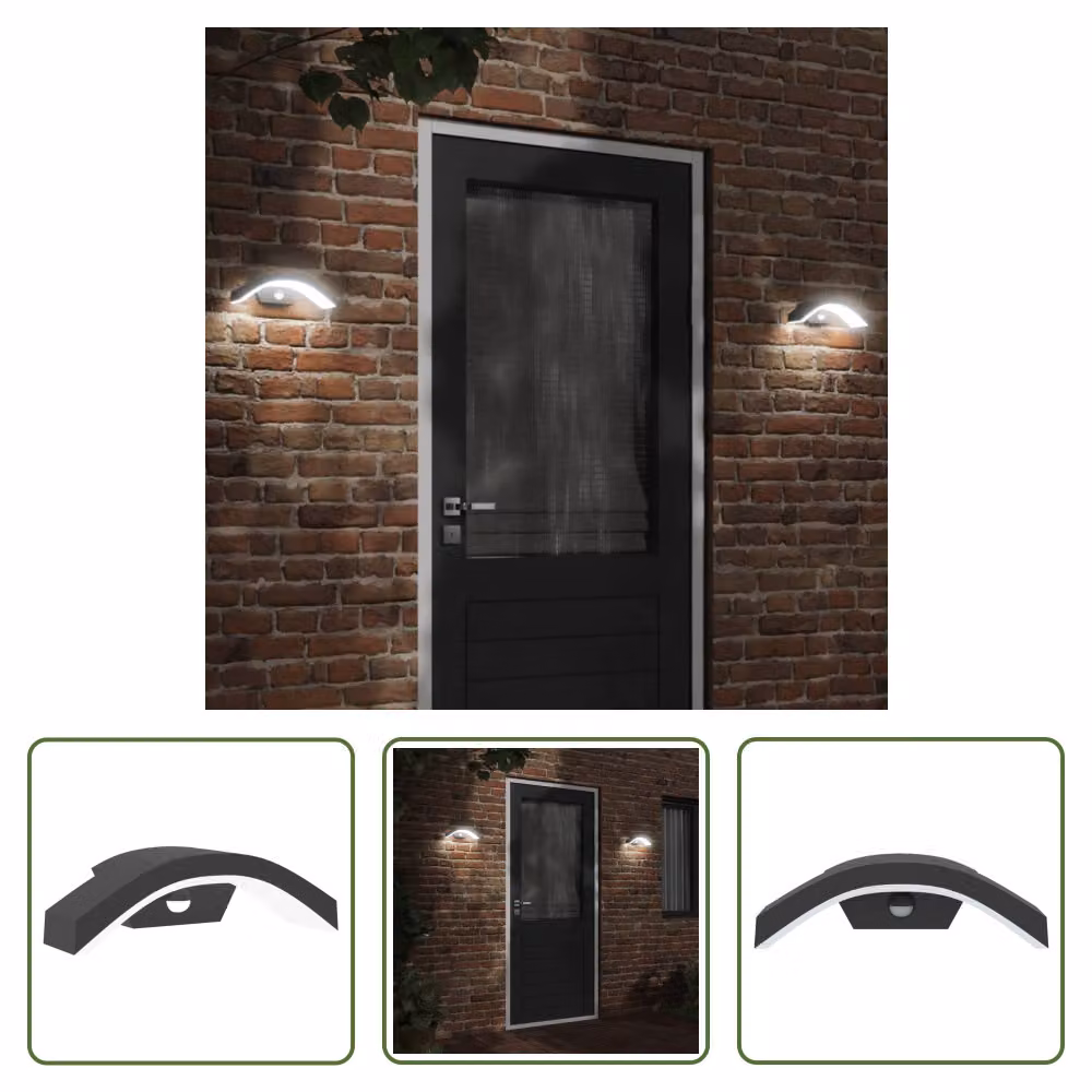 The Living Store Applique da esterno a LED con sensore in alluminio pressofuso nero