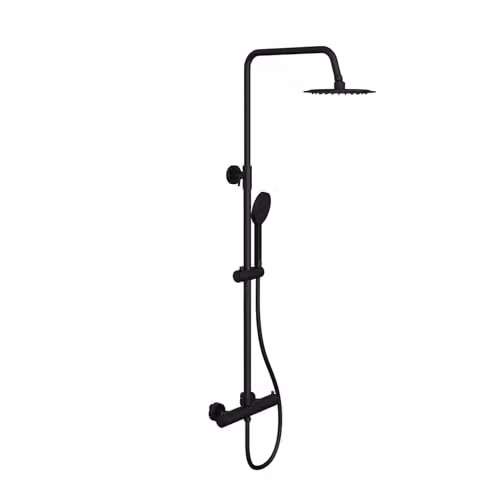 Colonna Doccia Soffione Slim 20 cm in Ottone Nero Opaco mod. Liri