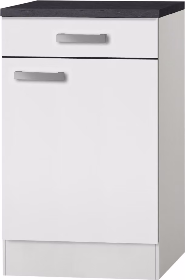 Base per cucina con piano di lavoro Oslo U506-9 in bianco largo 50 cm