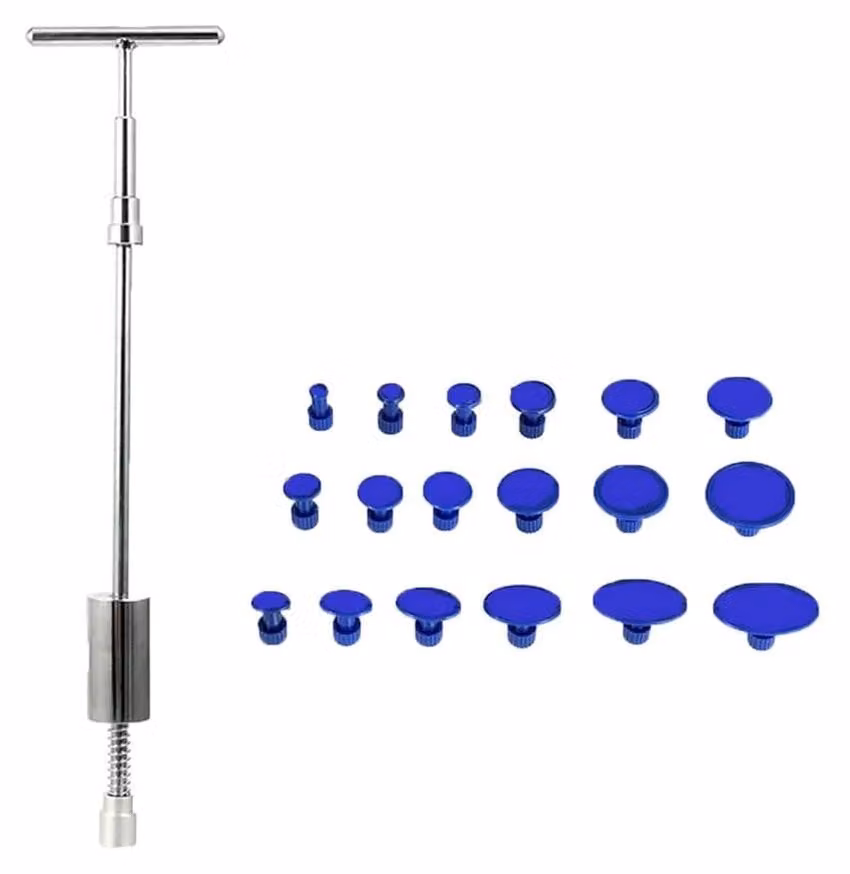 Kit di riparazione ammaccature: Materiale di alta qualità - Barra di trazione a forma di T - 18 elementi di trazione adesivi - Rimozione di ammaccature senza verniciatura - Lunghezza regolabile - Adatto per danni da grandine - Kit per la riparazione di am