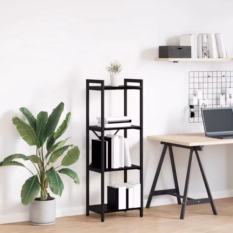 Libreria industrial vidaXL in MDF e metallo, colore nero e marrone, L 40 cm x P 30 cm x H 119 cm