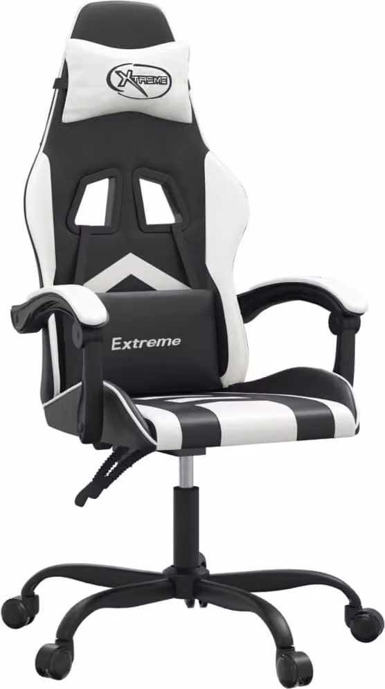 Sedia da Gaming Nero e Bianco in Pelle finta