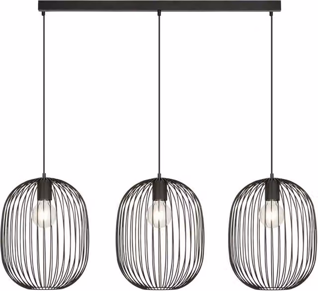 Lampadario Sospeso Moderno Luceart-Classic Michizane in Acciaio Nero con 3 Luci E27