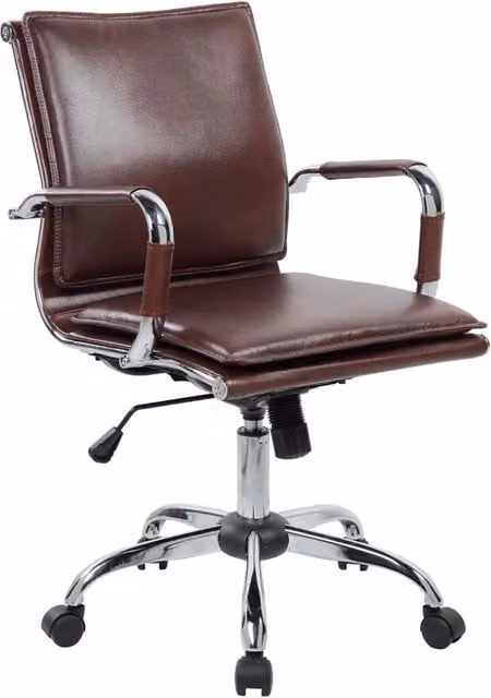 Poltrona da Ufficio Direzionale Dallas con Braccioli 54x62x92-102 cm in Pelle Sintetica Cuoio