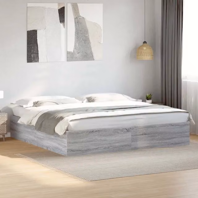 Giroletto-Struttura Letto Grigio Sonoma 200x200 cm in Legno Multistrato 801501