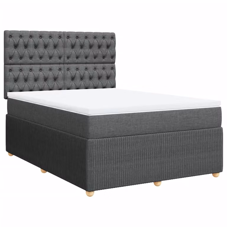 Giroletto a Molle con Materasso Grigio Scuro 140x190 cm Tessuto