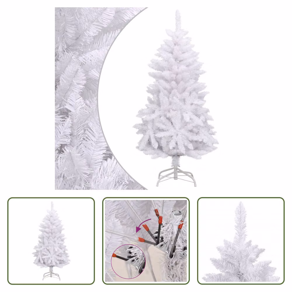 The Living Store Albero di Natale artificiale pieghevole con supporto Bianco 150 cm