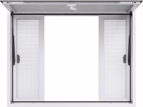 Finestra di servizio per camion food truck VEVOR in lega di alluminio argento con 4 finestre scorrevoli, porta tendalino e gancio di trascinamento, L 1248 x H 943 mm