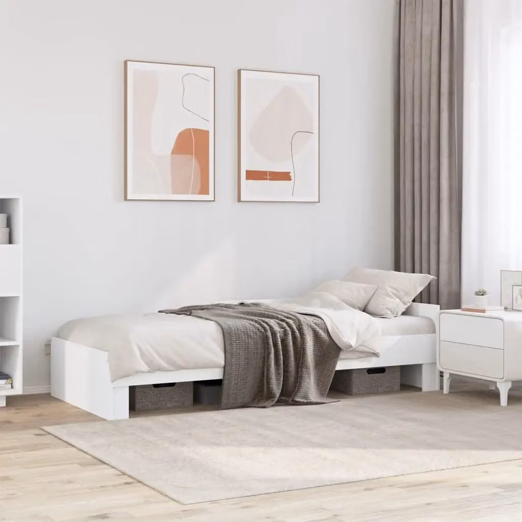 Letto singolo Design In bianco in legno multistrato con cassetti L/P/H: 90 x 200 x 50 cm – 2