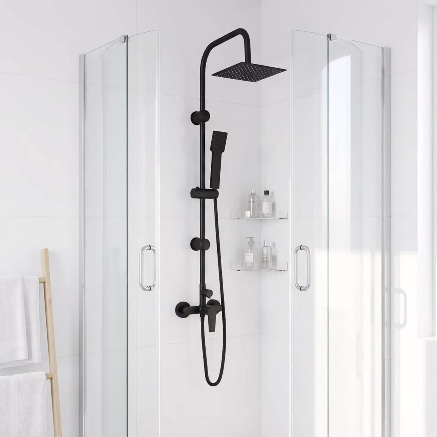 vidaXL Sistema Doccia Nero Acciaio Inox 21 x 48 x 112 cm