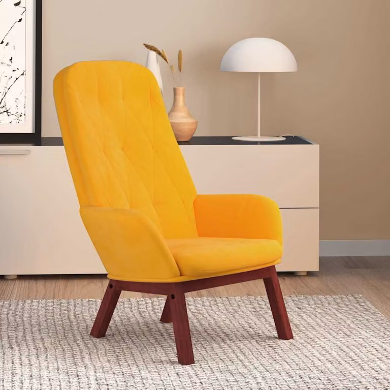 vidaXL Poltrona Relax Recliner in Velluto Giallo con Braccioli e Struttura in Legno e Metallo