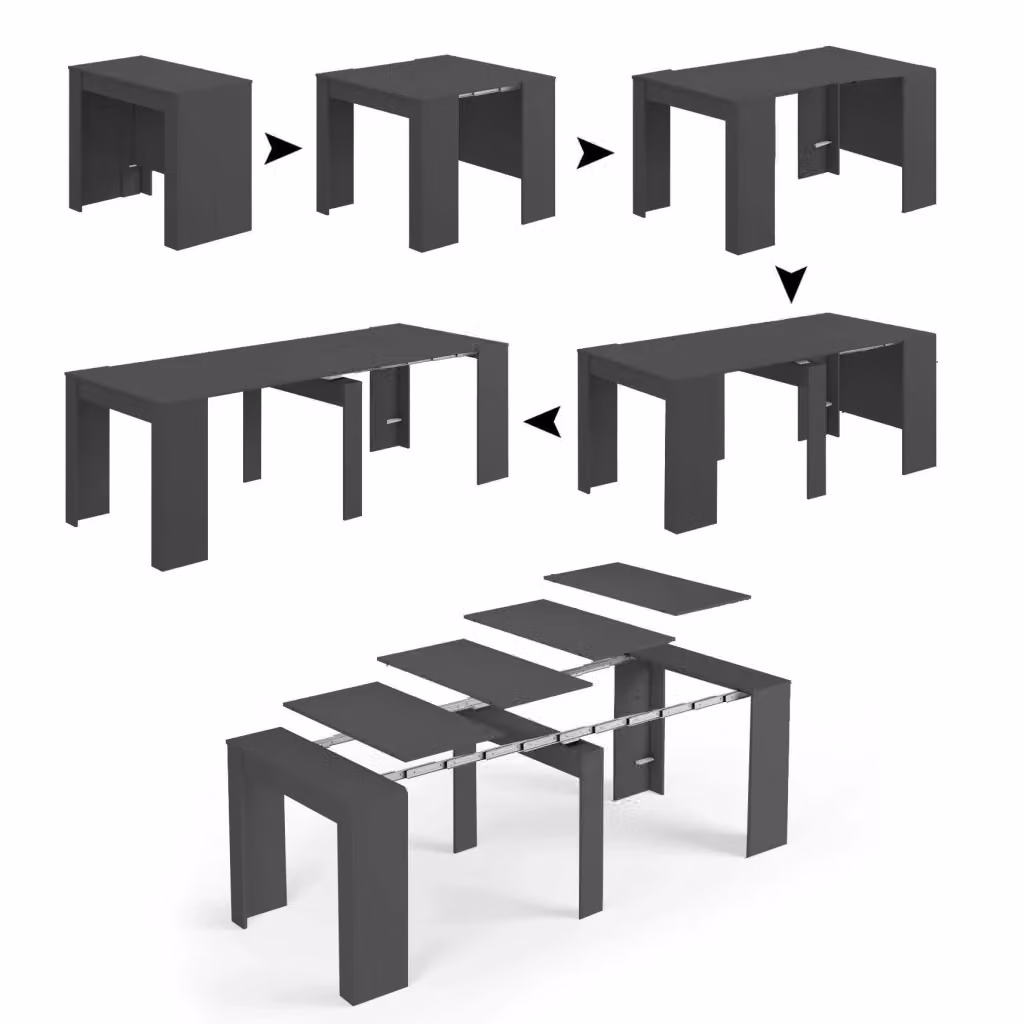 Consolle Allungabile DMORA Nero Antracite L: 90 cm, P: 51 cm, H: 78 cm – 2