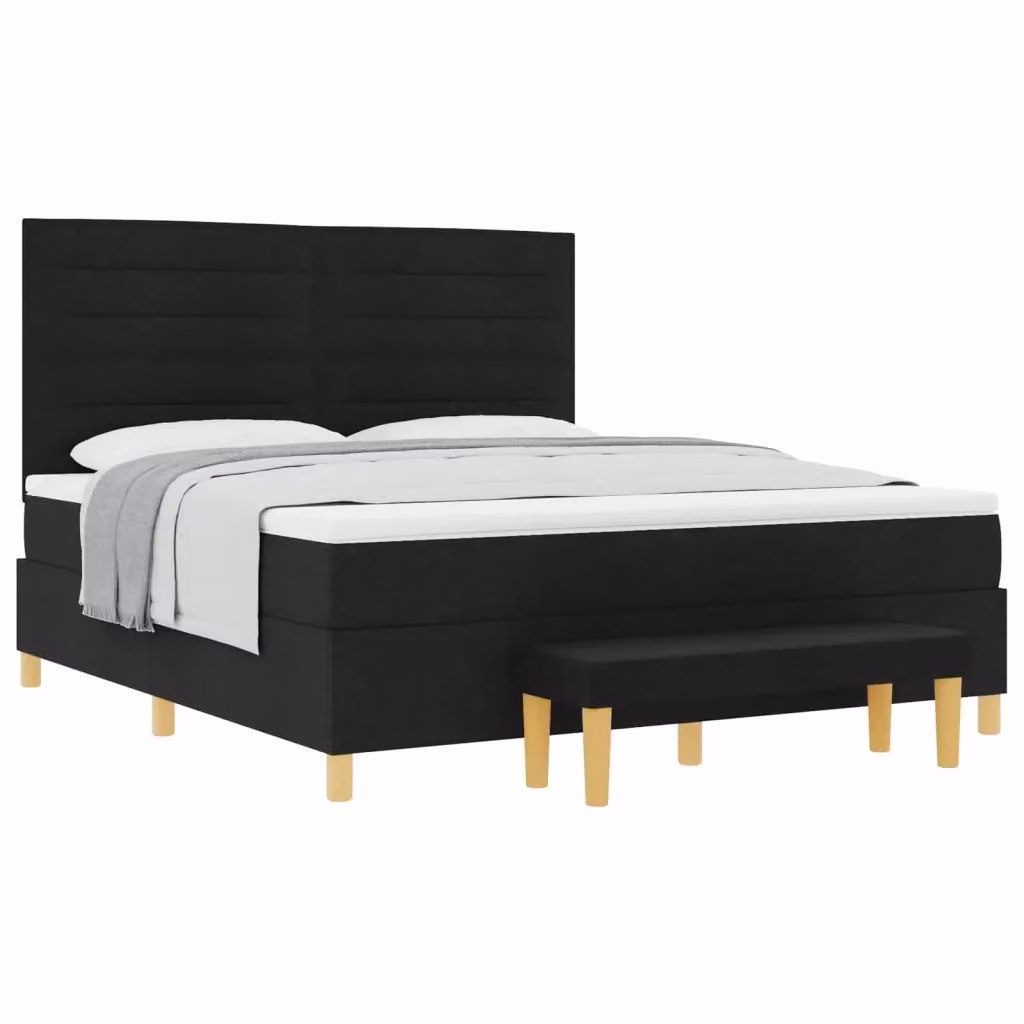 Letto a molle con testiera vidaXL in tessuto nero L: 180 cm, P: 200 cm, H: 203 cm – 2