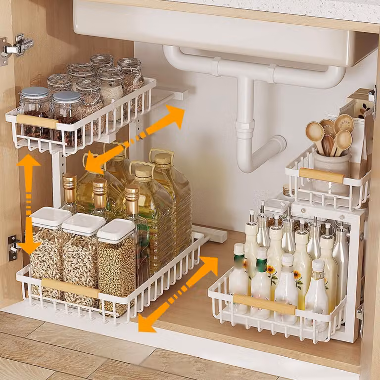 Organizzatore estraibile per la dispensa, da utilizzare sotto il lavello