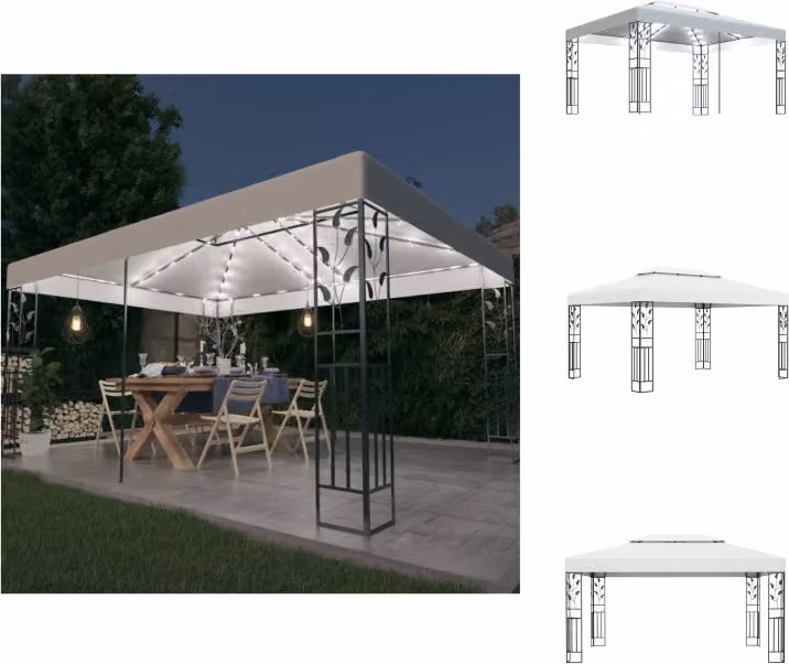 vidaXL Padiglione con doppio tetto e luci LED 3x4 m bianco - Padiglioni e tende per feste