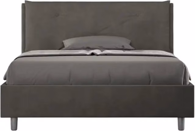 Letto matrimoniale francese Appia Large Ityhome con rete imbottita in microfibra grigio L/P/H: 140 x 210 x 155 cm