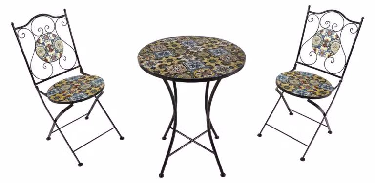 Set da bistrot in mosaico per balcone, per 3 persone