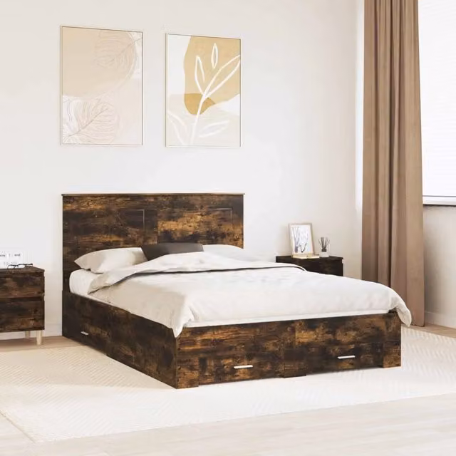 Struttura del letto Rovere Fumo 150 x 200 cm 3409637