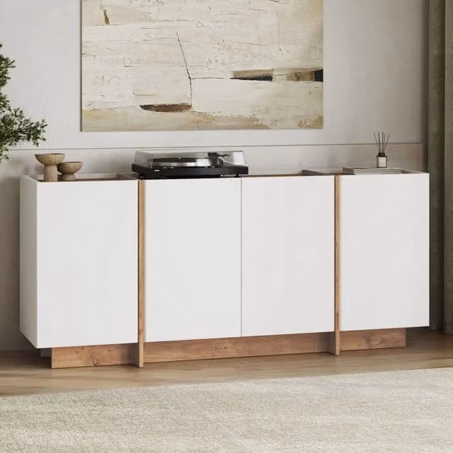 Madia Nolona, Credenza 4 Ripiani, 180x45x80h cm Bianco
