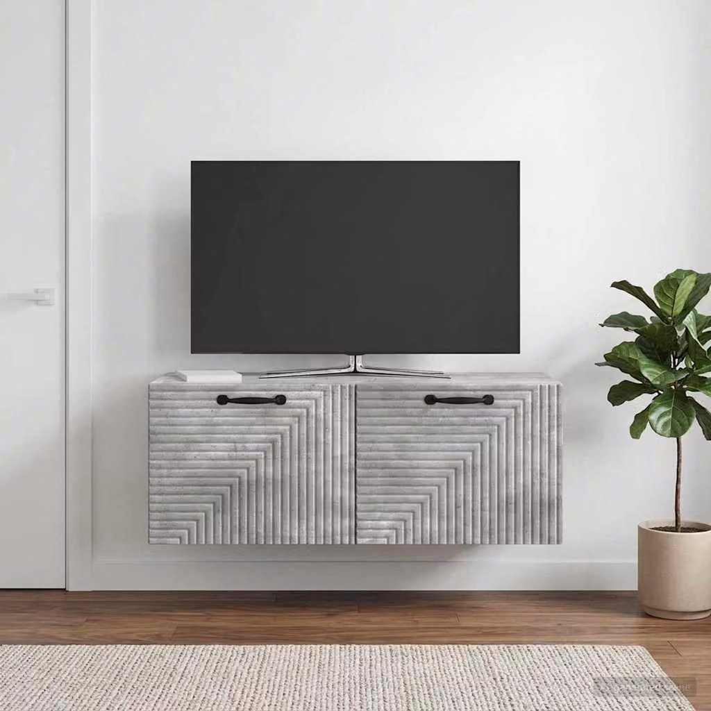 Mobile Porta TV da Muro vidaXL Moderno in MDF Grigio, L 78,5 cm x P 31 cm x H 30 cm