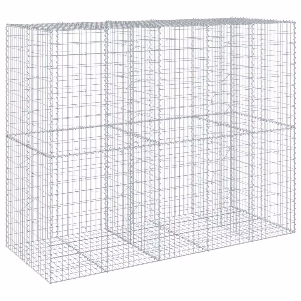 vidaXL Cesto Gabbione con Copertura in Ferro Zincato Argento L/P/H: 250 x 100 x 200 cm – 2