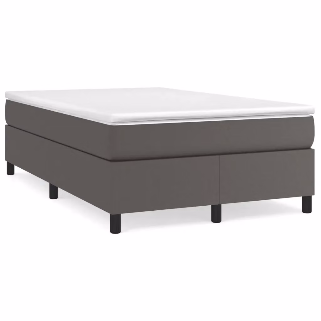 Letto con Giroletto a Molle e Materasso Ibrido vidaXL in Similpelle Grigio e Bianco L/P/H: 200 x 120 x 35 cm – 2