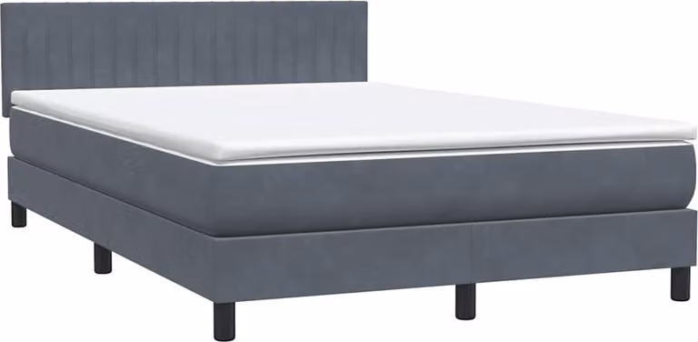 Giroletto a Molle con Materasso Grigio Scuro 160x210 cm Velluto