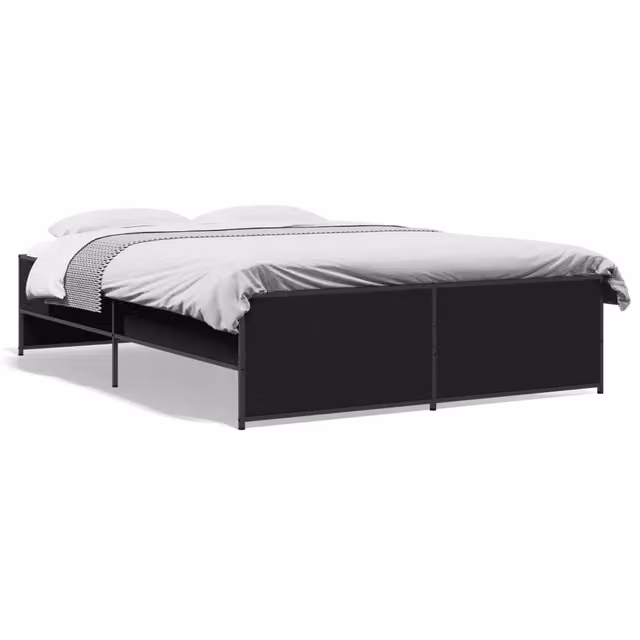 Letto matrimoniale Design In nero in legno multistrato e metallo L/P/H: 120 x 200 cm