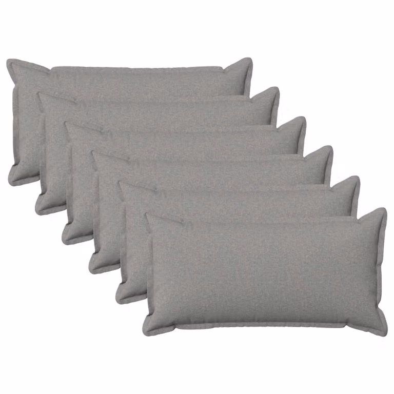Set di 6 cuscini vidaXL HOUTEN rettangolari in poliestere, colore Grigio, L/P/H: 70 x 40 x 12 cm