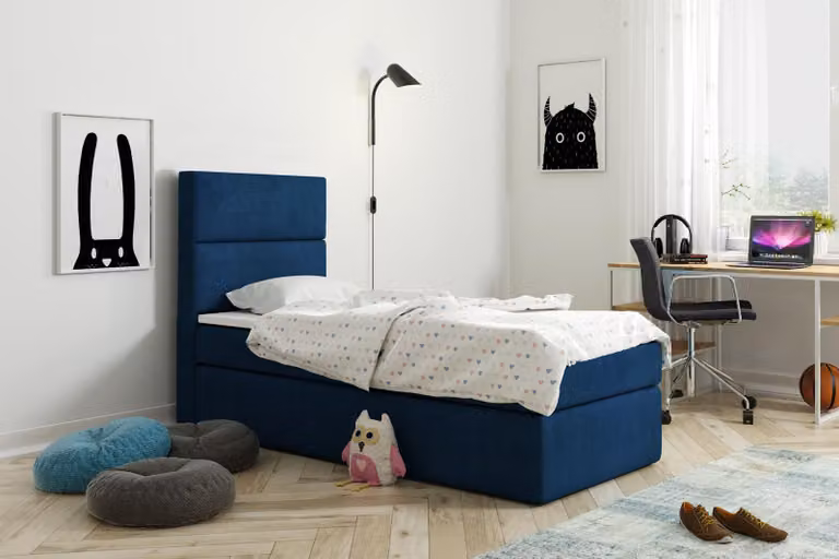 Bett Boxspring Blau Design Bett Big Polster Hotel Ehe Luxus Betten 80x200cm