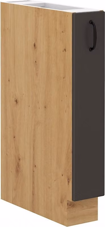 Armadietto estraibile SOPHIA - larghezza 15 cm, grigio scuro / rovere artisan