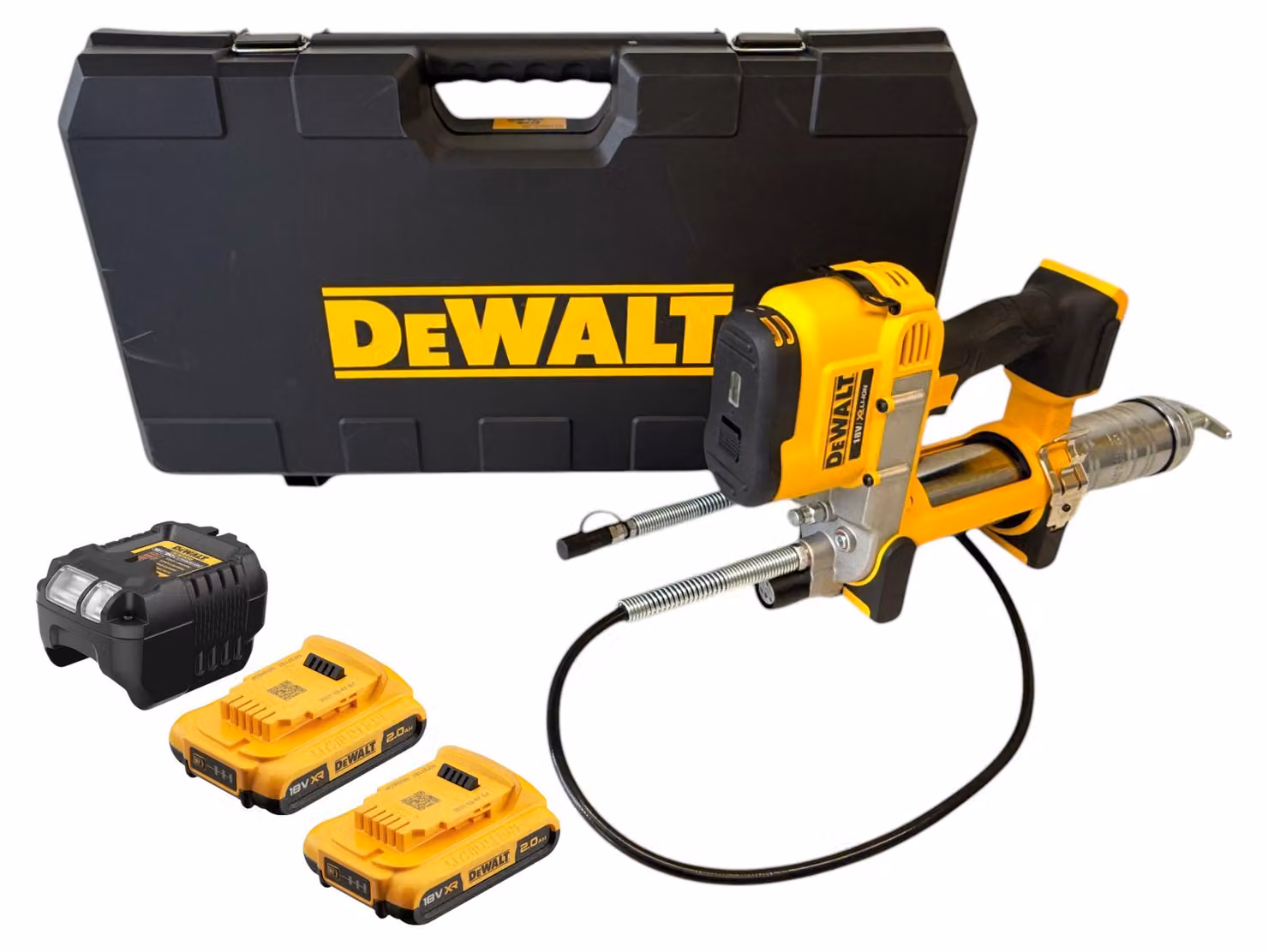 DeWalt DCGG 571 D2K Ingrassatore a batteria 18 V + 2x batteria ricaricabile 2,0 Ah + caricabatterie