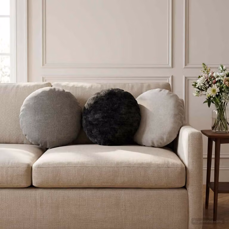 Set di 2 federe rotonde vidaXL HEERLEN in tessuto chenille grigio, Ø 40 cm