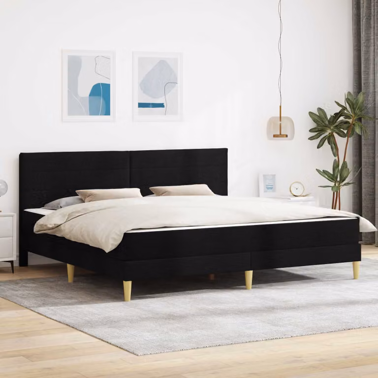 Struttura letto moderna vidaXL in poliestere nero L/P: 200 x 200 cm, H: 206 cm