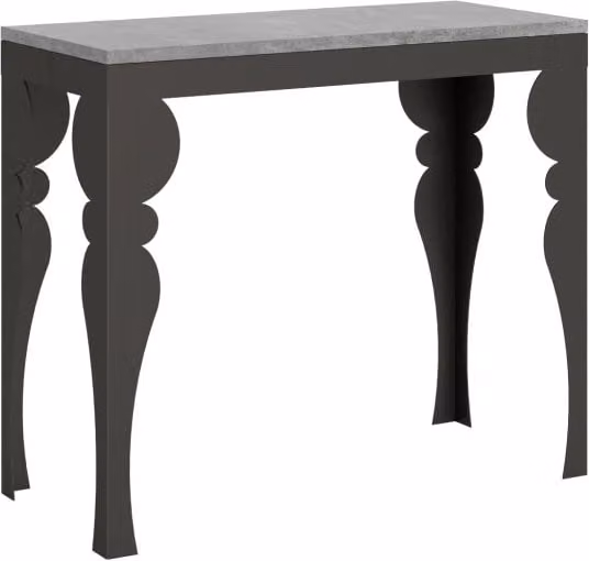 Consolle allungabile Paxor Evolution effetto cemento con telaio antracite L/P/H: 90 x 40/300 x 77 cm