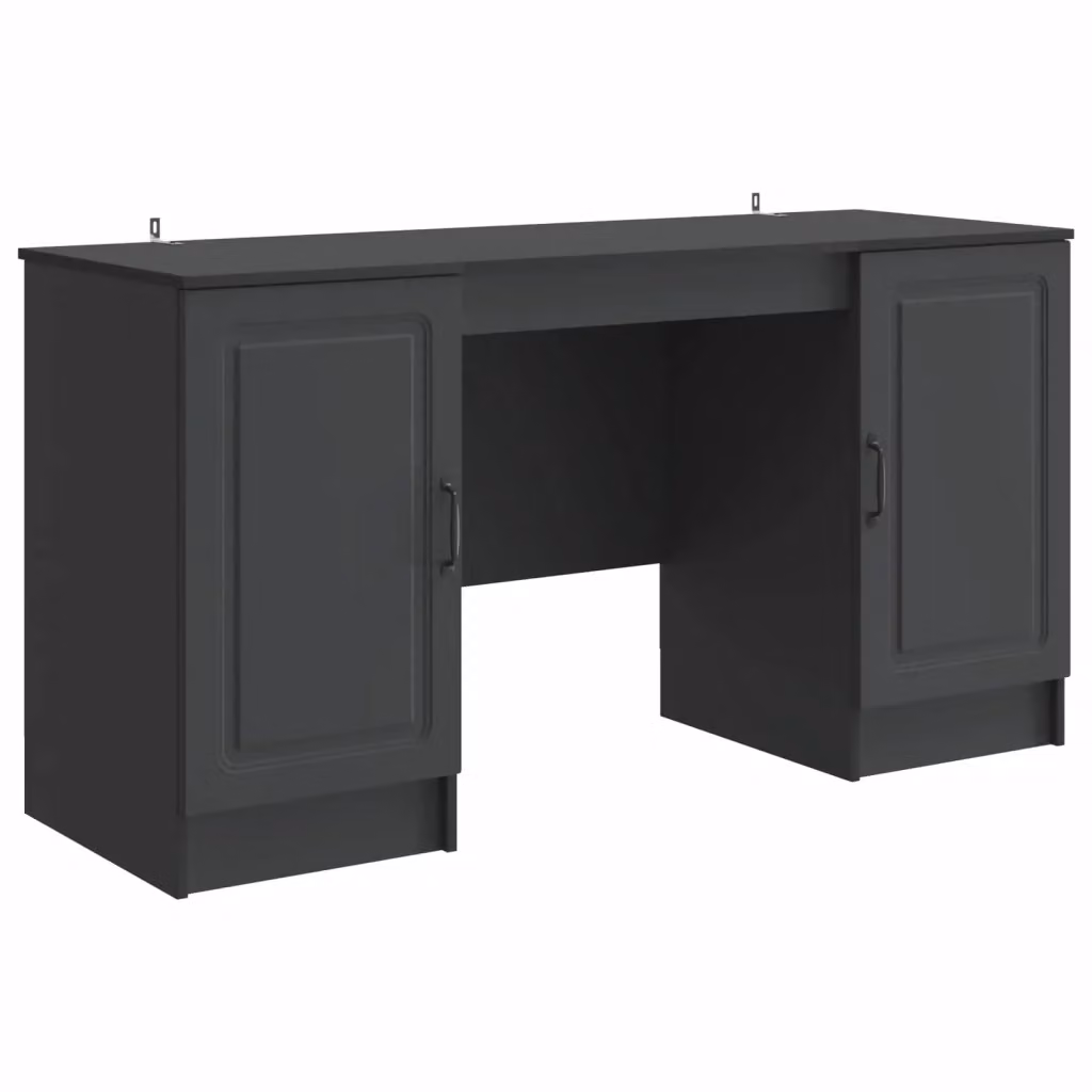 Scrivania moderna vidaXL nera in legno MDF per ufficio o casa L: 142,5 cm, P: 50 cm, H: 75 cm – 2