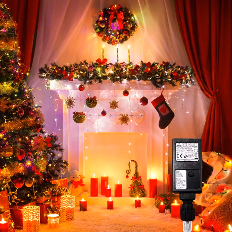 Ikodm, catena luminosa effetto pioggia di neve, 400 LED bianco caldo, 10 metri, tenda luminosa, 31 V, grado di protezione IP44, 8 modalità con memoria, ideale per Natale