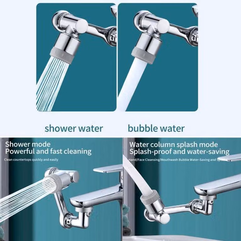 Rubinetto a risparmio idrico - Rotazione di 1080° - Adatto per cucina e bagno - Filtro spray universale - Perfetto per lavelli e lavabi