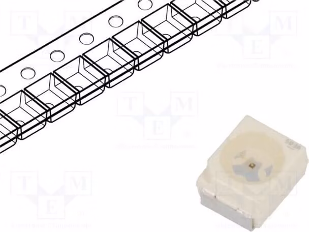 10 LED, tecnologia SMD, dimensioni 3,4x3x2,1 mm, colore giallo, angolazione di emissione 120°, lunghezza d'onda 30÷60 nm, intensità luminosa 9÷22,4 mcd, tipo 3528, PLCC2, codice LY T67K-K2M1-26 LE