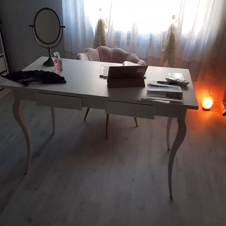 Scrivania in legno di pino bianco con 2 cassetti Mobili 2G L: 120 cm, P: 60 cm, H: 78 cm