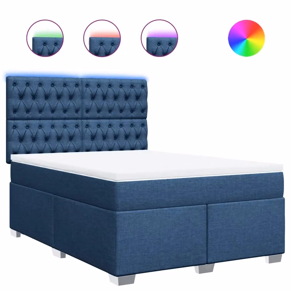 Letto Ibrido vidaXL con Struttura in Legno di Pino e Materasso Blu e Bianco L/P: 160 x 200 cm – 2