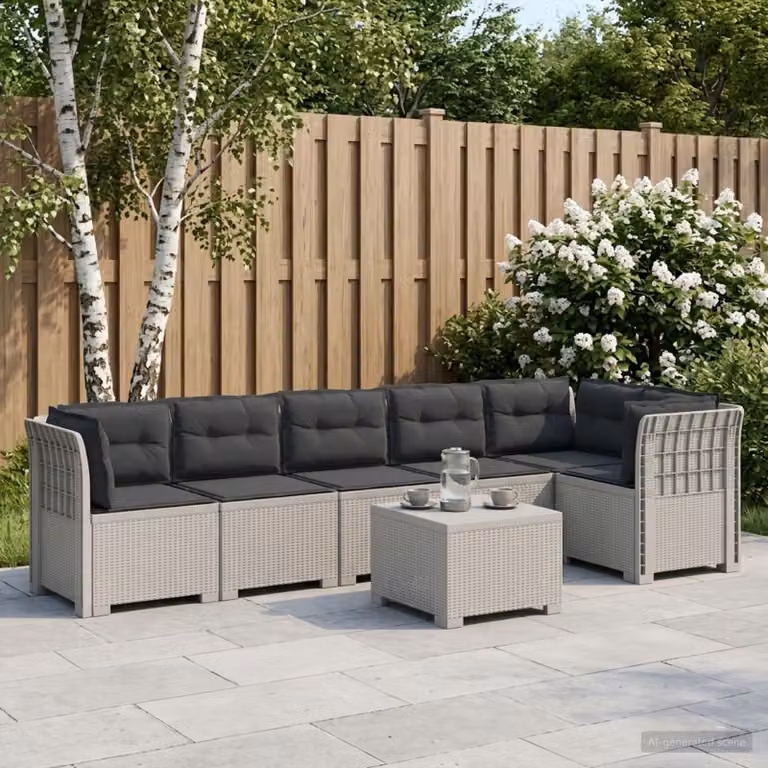 Set da giardino vidaXL a forma di L con divano angolare, tavolino da caffè e cuscini, design moderno in rattan bianco e antracite con coperture rimovibili e resistenti alle intemperie