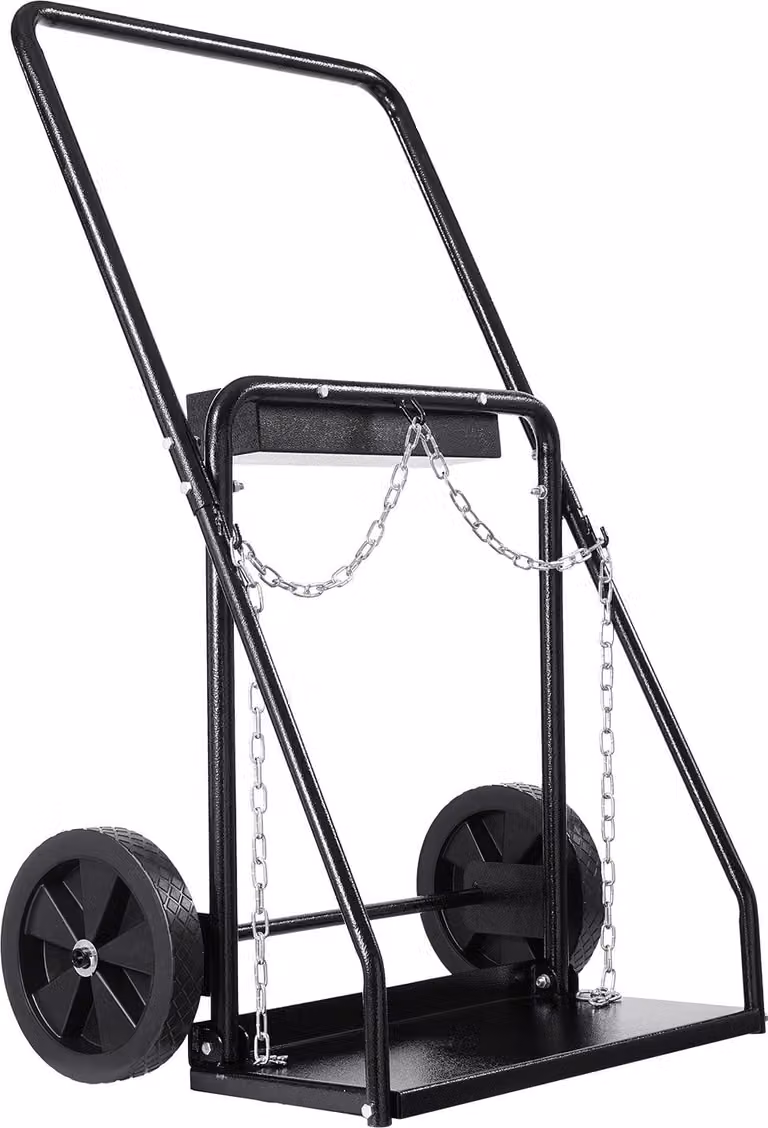 SucceBuy carrello doppio per bombole di saldatura, portata 200 kg, ruote da 25,4 cm, per bombole di ossigeno e acetilene, con catene di sicurezza, adatto a bombole con diametro di 31,8 cm