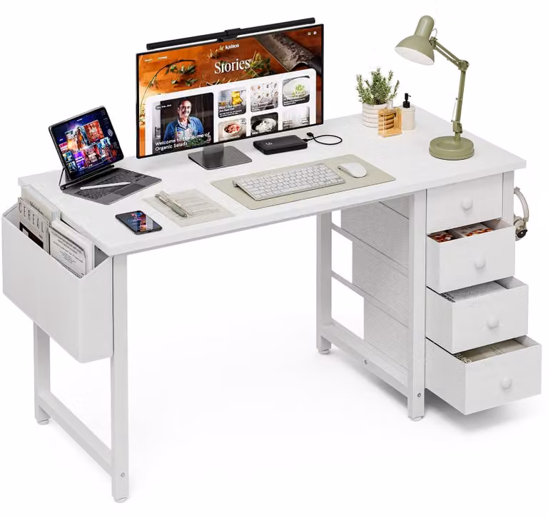 Solidchoice - Scrivania per computer da 120 cm con 4 cassetti portaoggetti, ideale per piccoli spazi