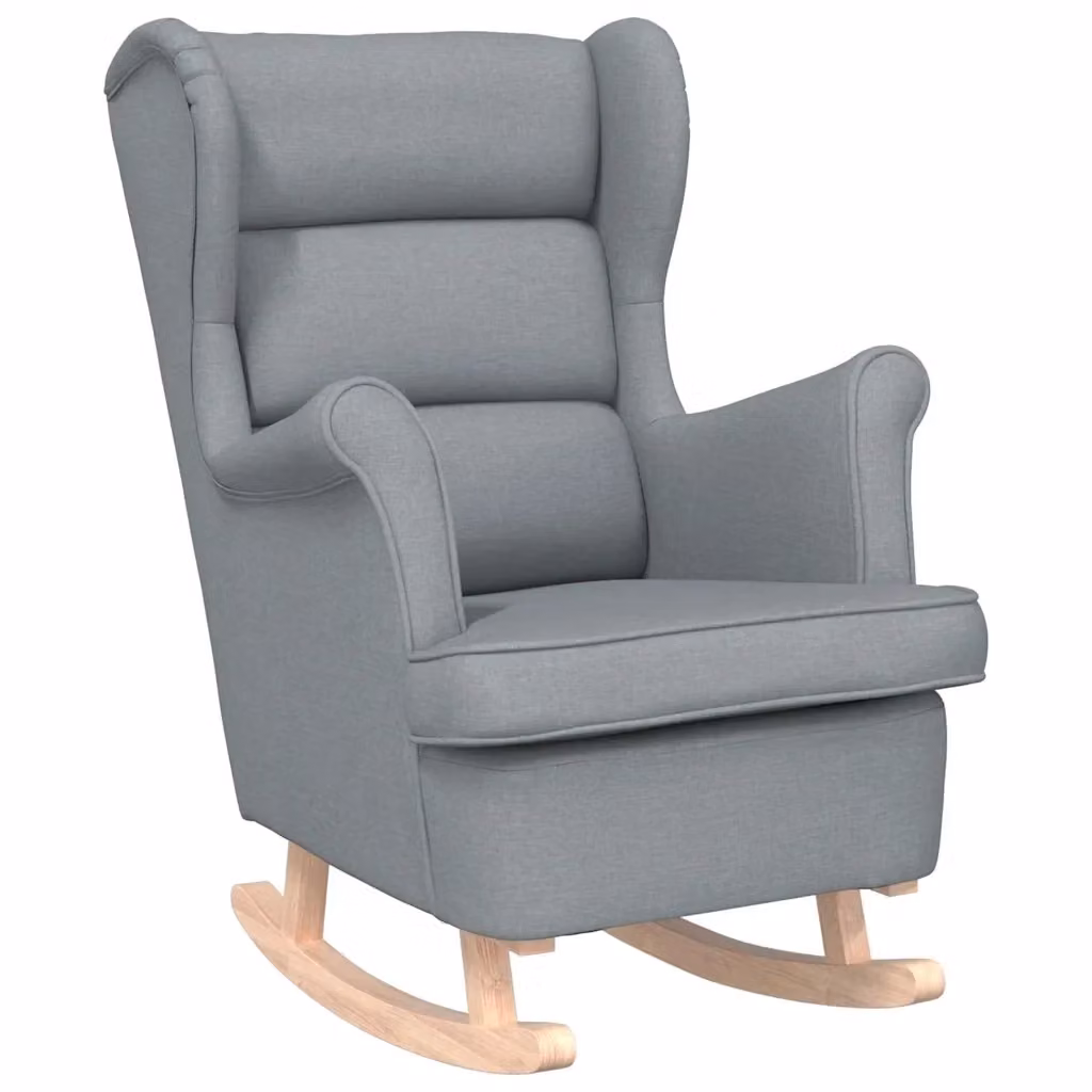 Sedia a dondolo vidaXL in tessuto grigio con braccioli L: 74 cm, P: 90 cm, H: 102 cm – 2