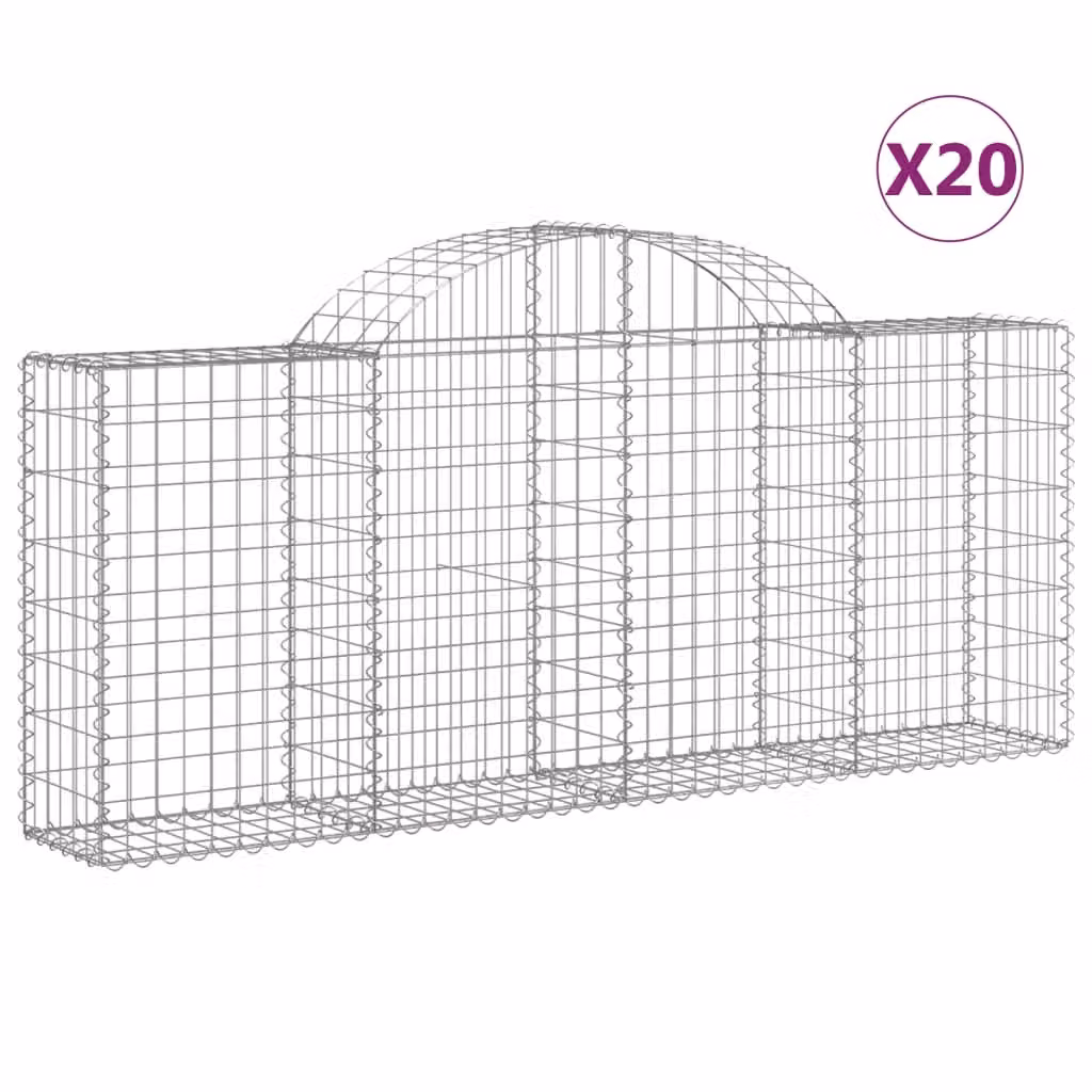 Cesti Gabbioni ad Arco 20 pz 200x30x80/100 cm Ferro Zincato